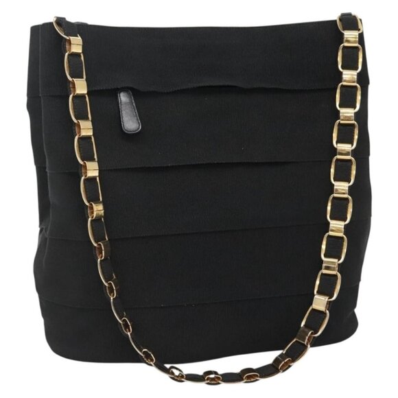 Salvatore Ferragamo Vala Shoulder Bag Canvas Black Gold Auth - Picture 11 of 16